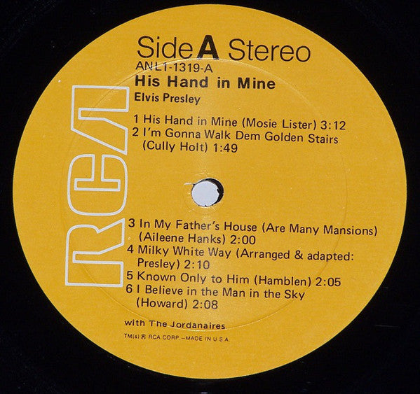 Elvis Presley : His Hand In Mine (LP, Album, RE)