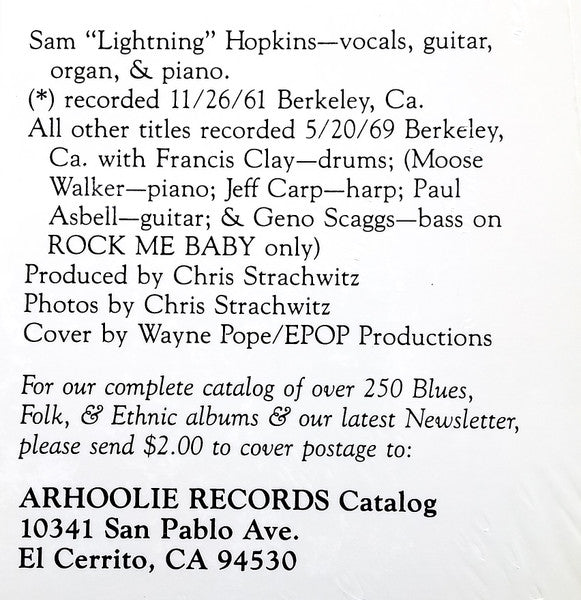 Lightning Hopkins* : Po' Lightnin' (LP)