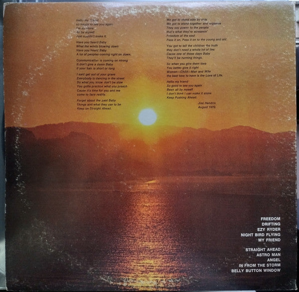 Jimi Hendrix : The Cry Of Love (LP, Album, Pit)