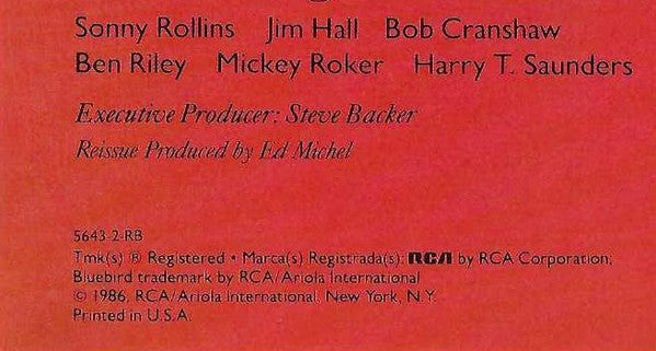 Sonny Rollins Featuring Jim Hall : The Quartets (CD, Comp, RM)