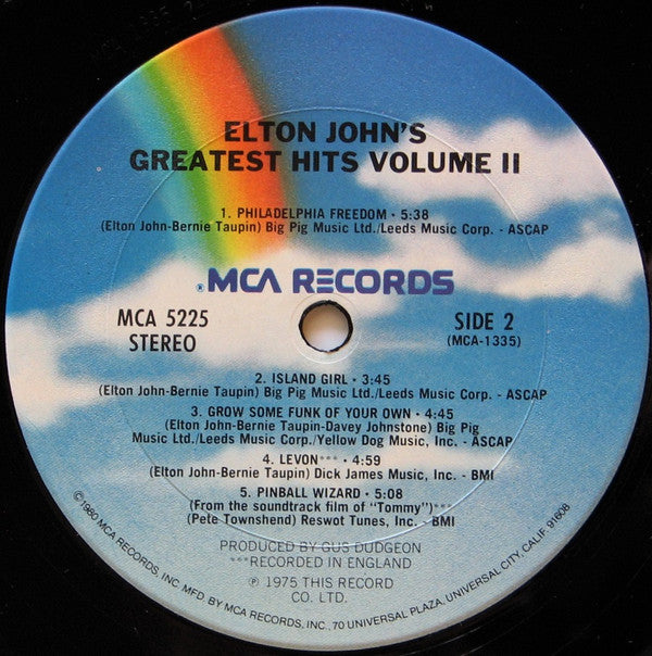 Elton John : Greatest Hits Volume II (LP, Comp, Club, RE, Pit)