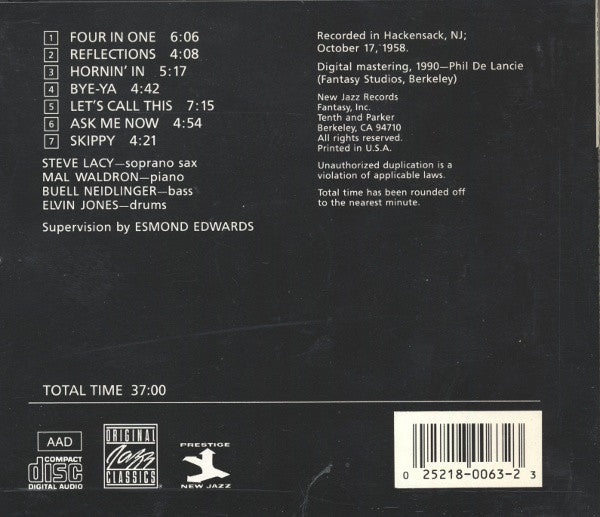 Steve Lacy : Reflections: Steve Lacy Plays Thelonious Monk (CD, Album, RE)