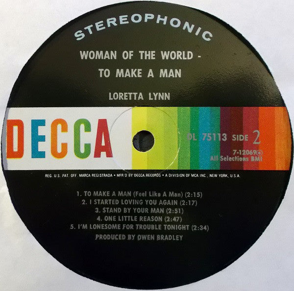 Loretta Lynn : Woman Of The World / To Make A Man (LP, Album, Pin)