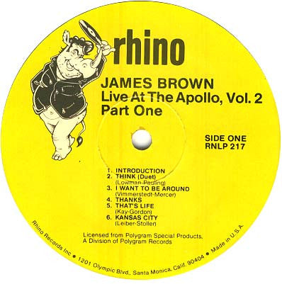 James Brown And His Famous Flames* : "Live" At The Apollo Volume II (Part 1) (LP, Album, RE)
