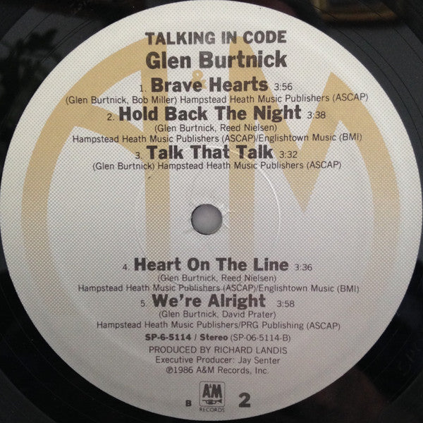 Glen Burtnick : Talking In Code (LP, Album, B -)