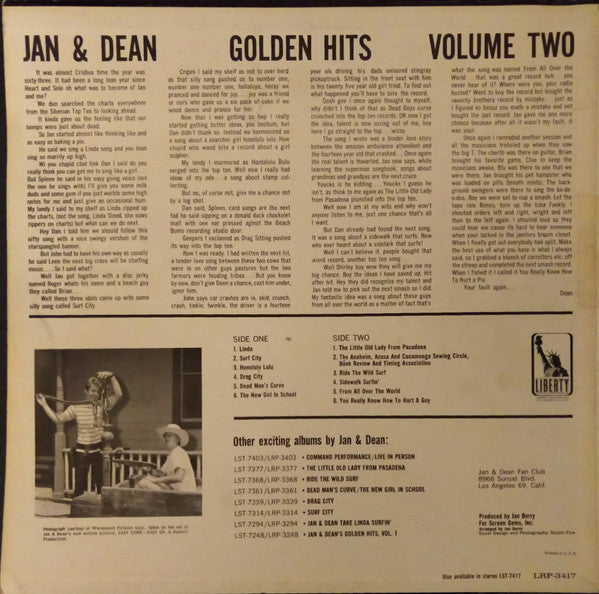 Jan & Dean : Jan & Dean Golden Hits Volume 2 (LP, Comp, Mono)