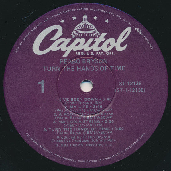 Peabo Bryson : Turn The Hands Of Time (LP, Album, Win)