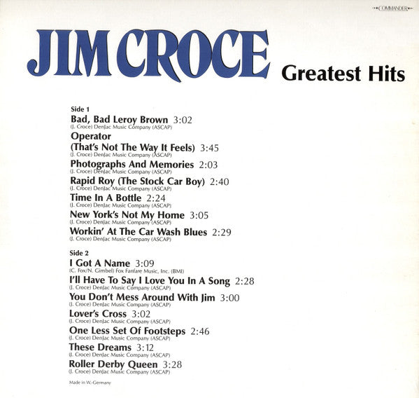 Jim Croce : Greatest Hits (LP, Comp)