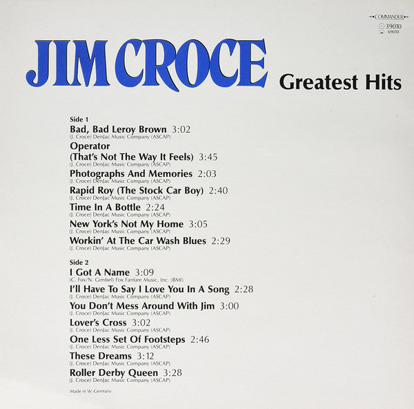 Jim Croce : Greatest Hits (LP, Comp)
