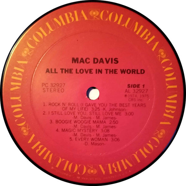Mac Davis : All The Love In The World (LP, Album, Pit)