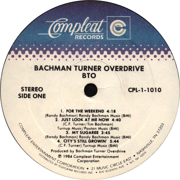 Bachman Turner Overdrive* : BTO (LP, Album)