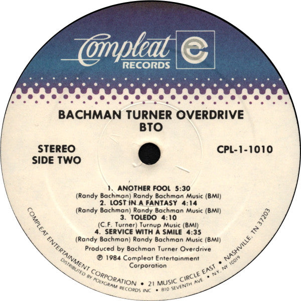 Bachman Turner Overdrive* : BTO (LP, Album)