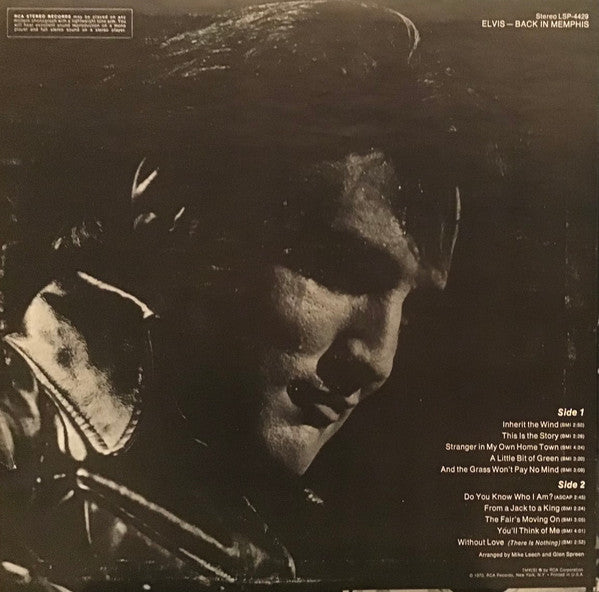 Elvis* : Back In Memphis (LP, Album, Hol)