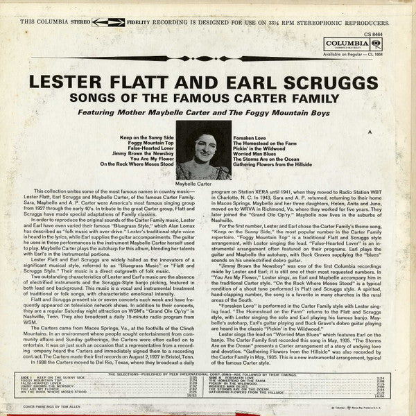 Lester Flatt & Earl Scruggs*, Maybelle Carter, The Foggy Mountain Boys : Songs Of The Famous Carter Family (LP, Album, RE)