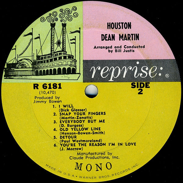 Dean Martin : Houston (LP, Album, Mono)