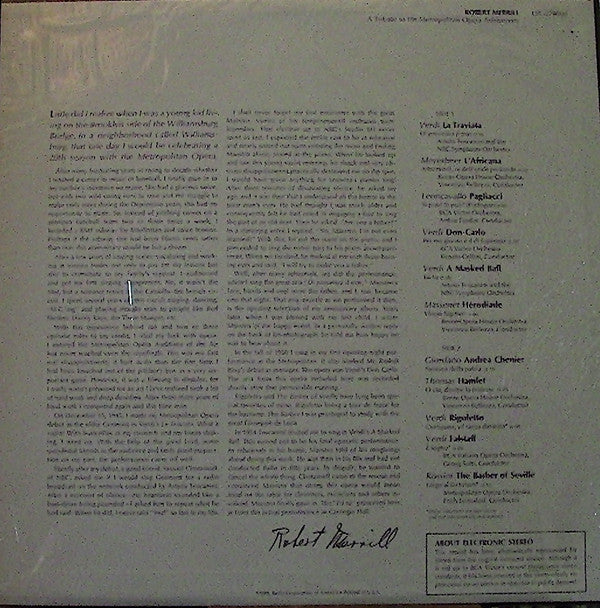 Robert Merrill : A Tribute To His Metropolitan Opera Anniversary (LP)