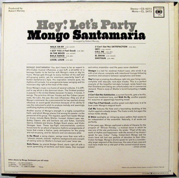 Mongo Santamaria : Hey! Let's Party (LP, Album, Ter)