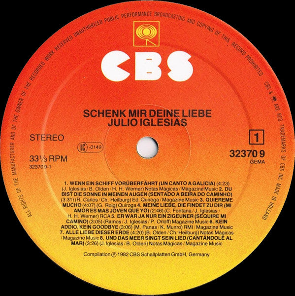 Julio Iglesias : Schenk Mir Deine Liebe (LP, Comp, Club)