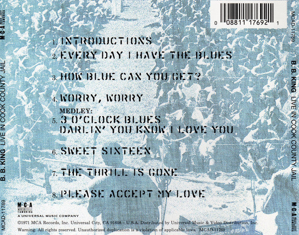 B.B. King : Live In Cook County Jail (CD, Album, RE, RM, Ter)