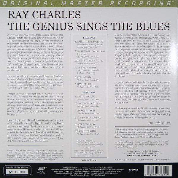 Ray Charles : The Genius Sings The Blues (LP, Album, Mono, Ltd, Num, RE, RM, 180)