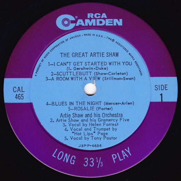 Artie Shaw : The Great Artie Shaw (LP, Comp, Mono, Ind)