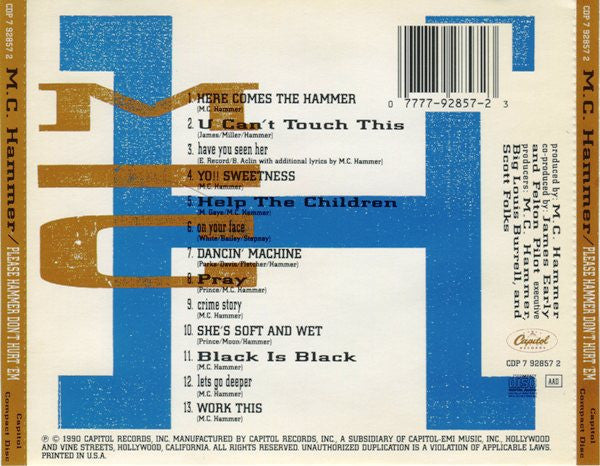 M.C. Hammer* : Please Hammer Don't Hurt 'Em (CD, Album)