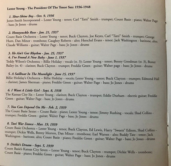 Lester Young : The President Of The Tenor Sax: 1936 - 1948 (CD, Comp)
