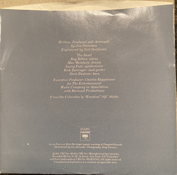 Barbra Streisand : Left In The Dark (7", Single, Styrene, Pit)