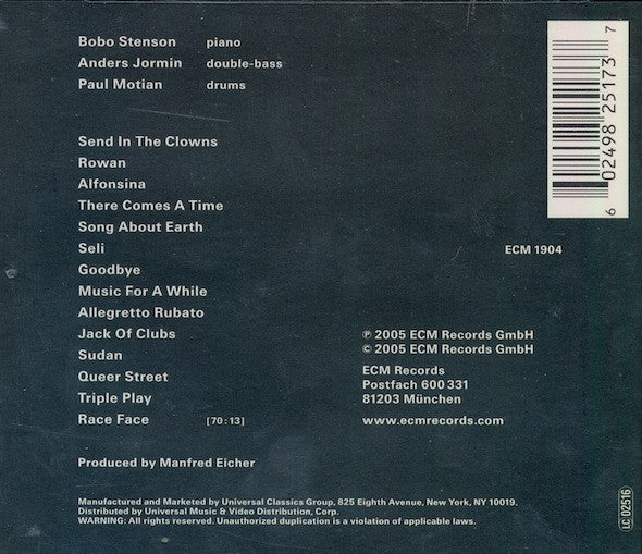 Bobo Stenson / Anders Jormin / Paul Motian : Goodbye (CD, Album)
