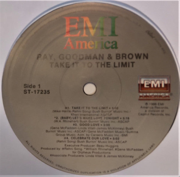 Ray, Goodman & Brown : Take It To The Limit (LP, Album, Rev)