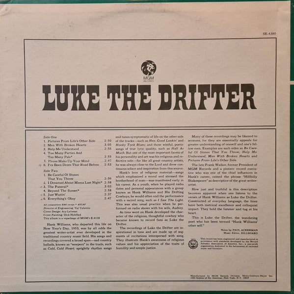 Luke The Drifter : Luke The Drifter (LP, Album, Comp, RE)