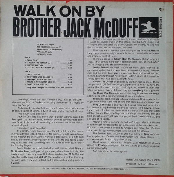 Brother Jack McDuff : Walk On By (LP, Album, Mono)