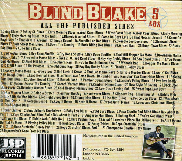 Blind Blake : All The Published Sides (5xCD, Comp, RM + Box)