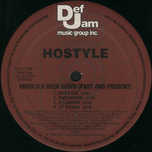 Hostyle (5) : Should A Been Down (Past And Present) (12", Promo)