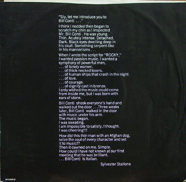 Bill Conti : Rocky - Original Motion Picture Score (LP, Album, RE, Sce)