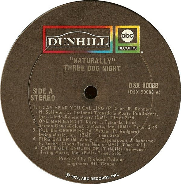 Three Dog Night : Naturally (LP, Album, RE)