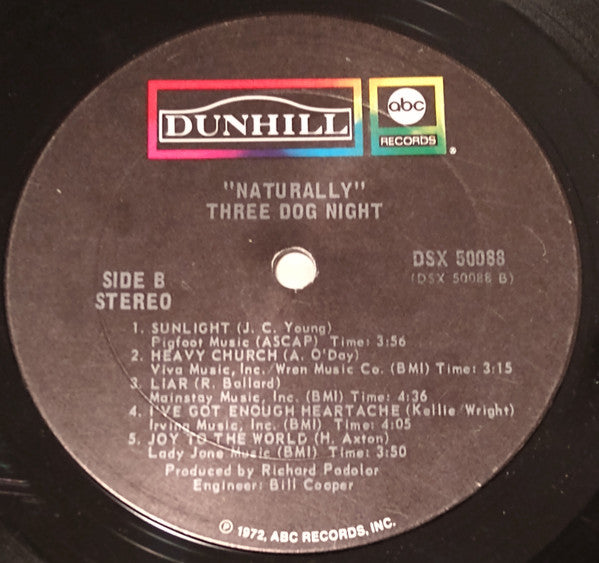 Three Dog Night : Naturally (LP, Album, RE)