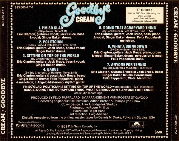 Cream (2) : Goodbye (CD, Album, Club, RE)