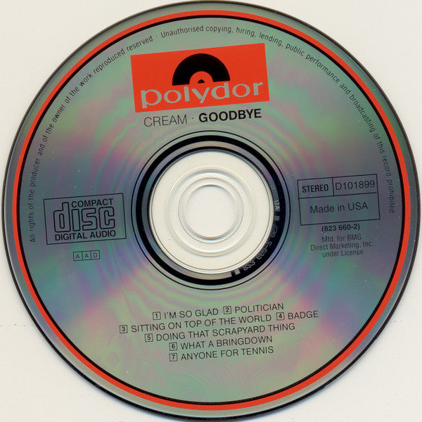 Cream (2) : Goodbye (CD, Album, Club, RE)