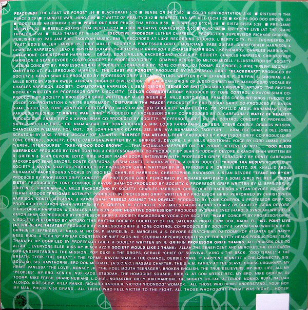 Professor Griff : Disturb N Tha Peace (Freedom Is Just A Mind Revolution Away) (LP, Album, Promo)