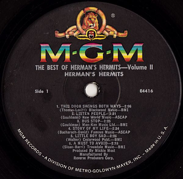 Herman's Hermits : Volume 2: The Best Of Herman's Hermits (LP, Comp, Mono)