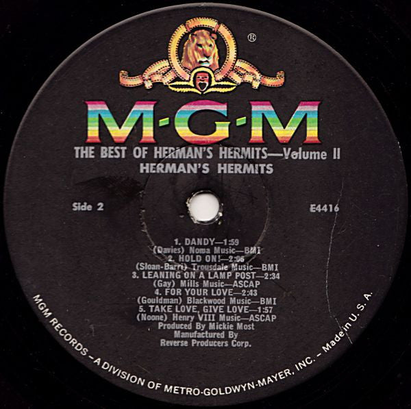 Herman's Hermits : Volume 2: The Best Of Herman's Hermits (LP, Comp, Mono)