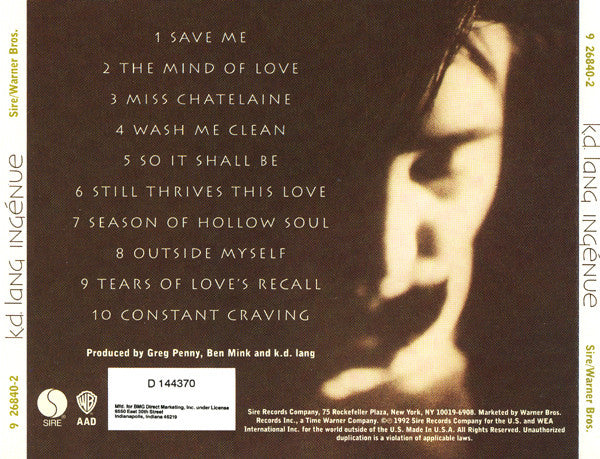 k.d. lang : Ingénue (CD, Album, Club)