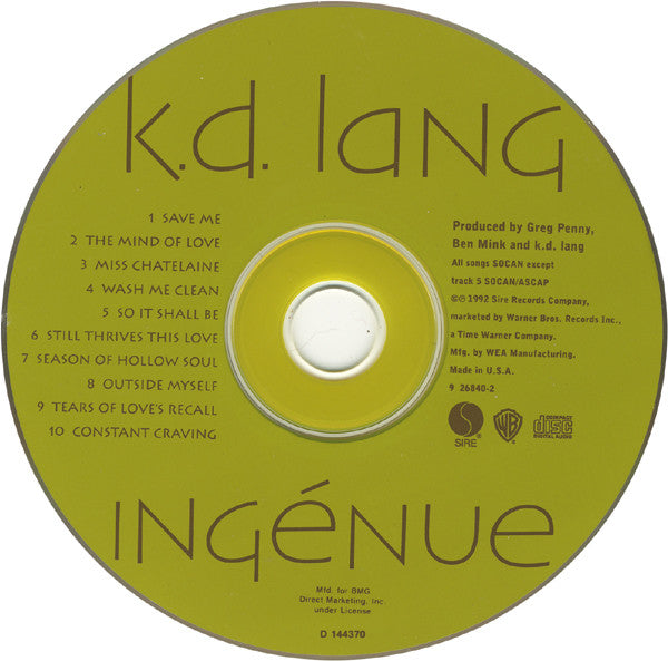 k.d. lang : Ingénue (CD, Album, Club)