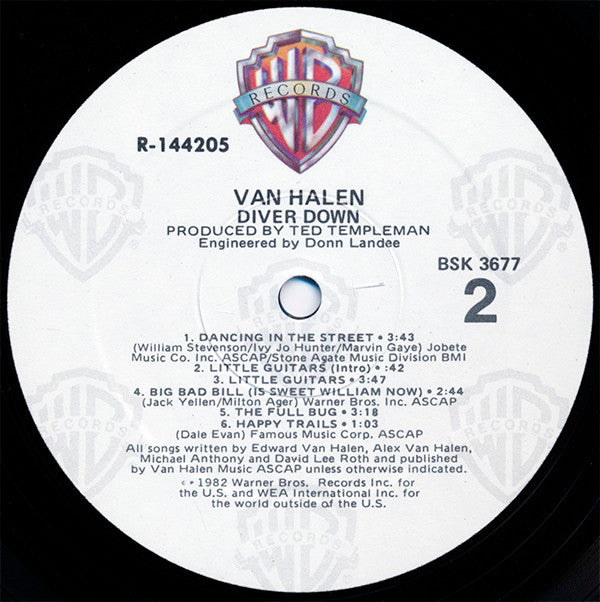 Van Halen : Diver Down (LP, Album, Club, RE, RCA)