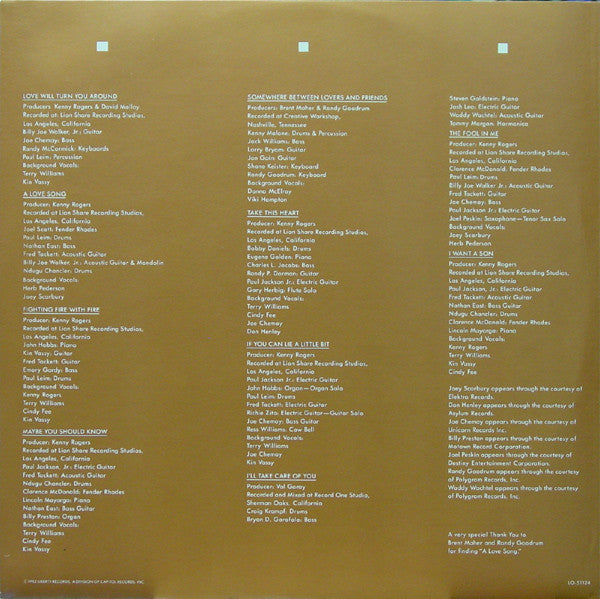 Kenny Rogers : Love Will Turn You Around (LP, Album, Jac)