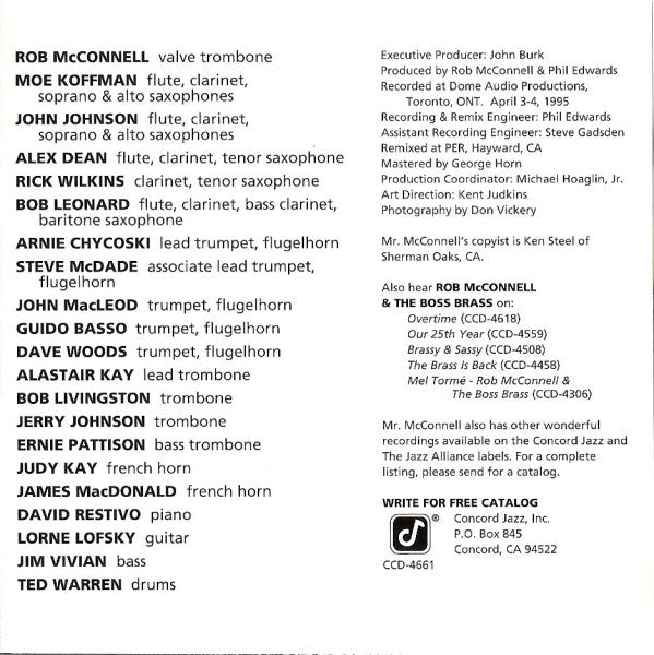 Rob McConnell & The Boss Brass : Don't Get Around Much Anymore (CD, Album)