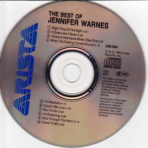Jennifer Warnes : Best Of Jennifer Warnes (CD, Comp, RE)