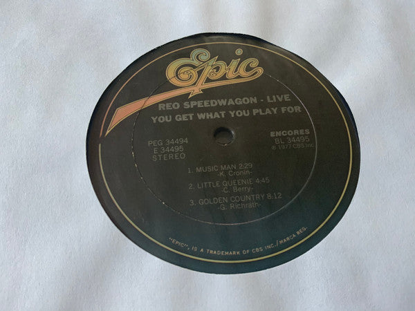 REO Speedwagon : Live - You Get What You Play For (2xLP, Album, San)