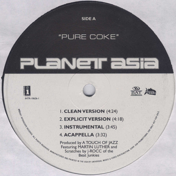 Planet Asia : Pure Coke / Livin' It Up (12", Promo)